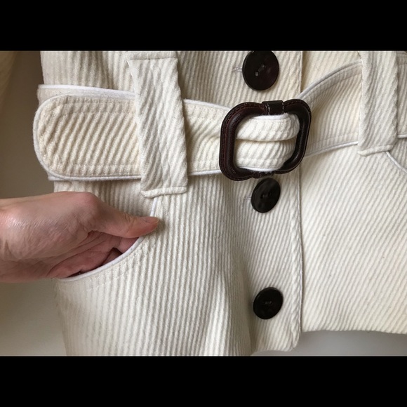 Soia&Kyo wool blend cream rib texture belted fitted coat - Picture 8 of 17